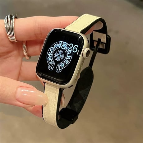 【N653】アップル ウォッチ マグネット バンド apple watch バンド 革+シリコン 細め