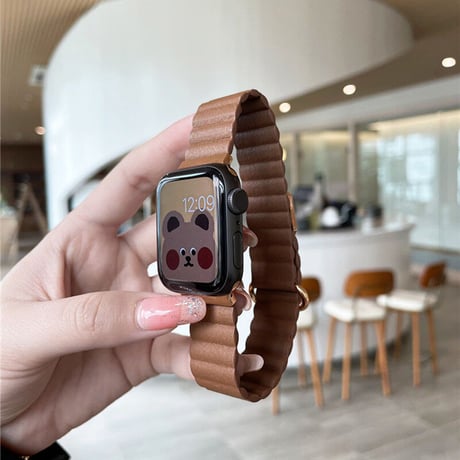 【N341】「apple watchケース付き」apple watch バンド マグネット アップル ウォッチ バンド ベージュ/グレー/白 2点set