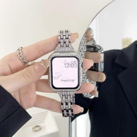 【N018】アップルウォッチ バンド 女性 キラキラ apple watch キラキラフレーム