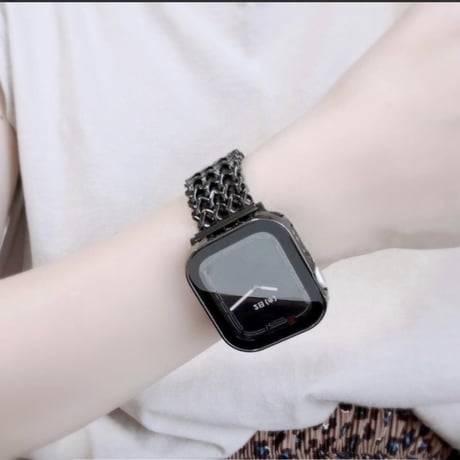 【N594】アップル ウォッチ ケース おしゃれ 防水 スクエア apple watch カバー おすすめ「ガラスフィルム一体型」