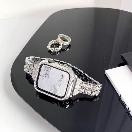 【N018】アップルウォッチ バンド 女性 キラキラ apple watch キラキラフレーム
