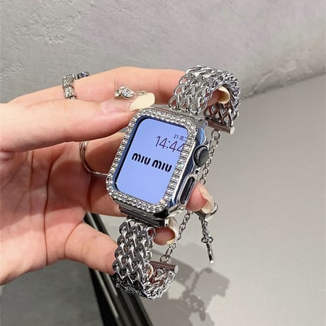 【N241】「バンド+ケース2点Set」apple watch ブレスレット アップル ウォッチ バンド 蒸れ ない