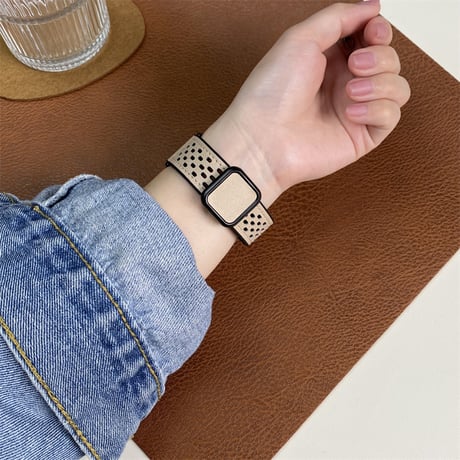 【N593】apple watchバンド 蒸れない 通気 性 アップル ウォッチ バンド マグネット「男女兼用」