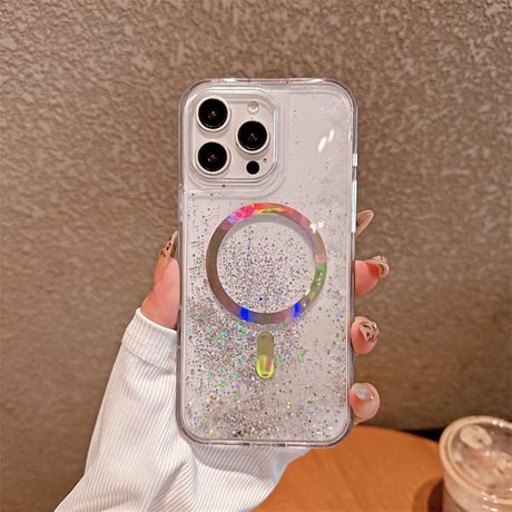 【N396】magsafe 対応 ケース かわいい オーロラ iphone ケース グリッター 動く