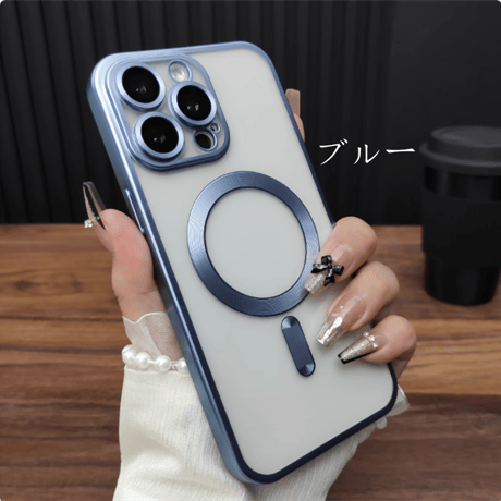 【N288】MagSafe充電対応 マット iphone16/16proブラック/ブルー/パープルに合うケース シンプル tpuスマホケース クリア