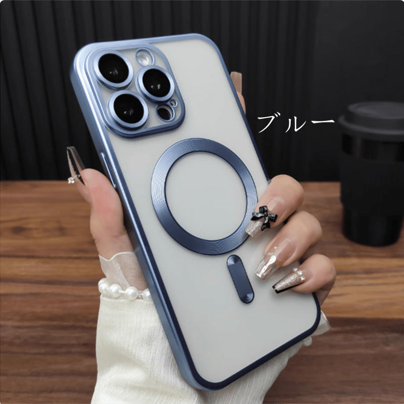 N288】MagSafe充電対応 マット iphone16/16proブラック/ブルー