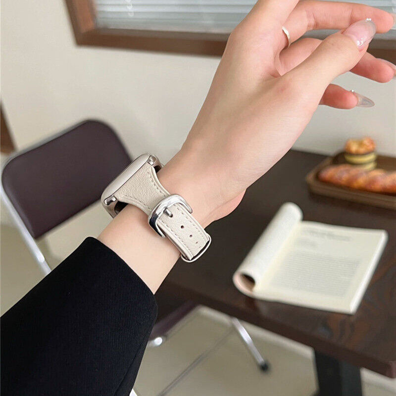 506 アップルウォッチ 黒っぽく エルメス レザーバンド 白 +HERMES+