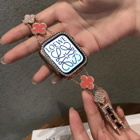 【N702】四葉のクローバー アップル ウォッチ ブレスレット apple watch バンド レディース「apple watchケース付き」