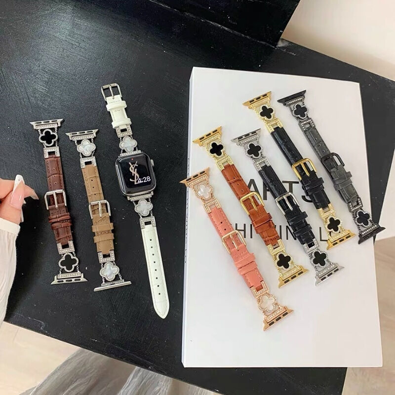 N467】四つ葉クローバー apple watch バンド 革 ブレスレット N467】四つ葉クローバー apple watch バンド 革 ブレスレット