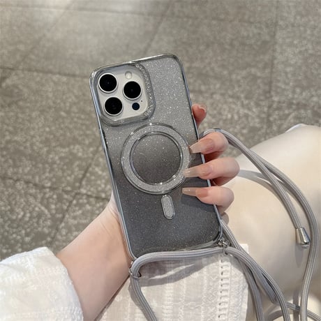 【N689】iphone ケース ショルダー 可愛い iphone ケース マグセーフ キラキラ