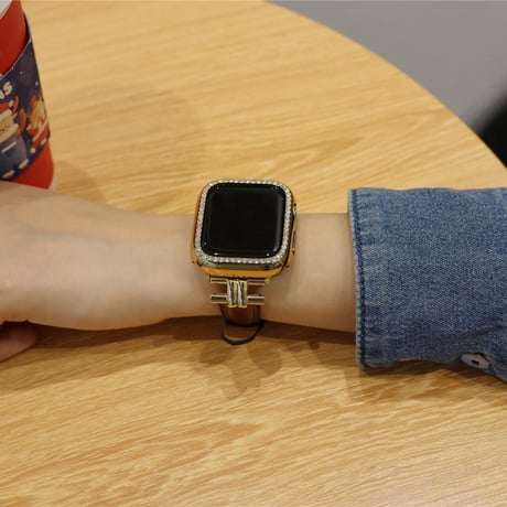 【N364】「ケース付き」apple watch レザー バンド おしゃれ 女性 アップル ウォッチ バンド 高級 キラキラカバーset
