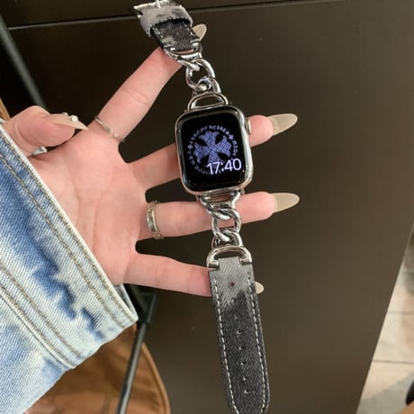 【N584】デニム アップル ウォッチ チェーン バンド apple watch バンド かわいい