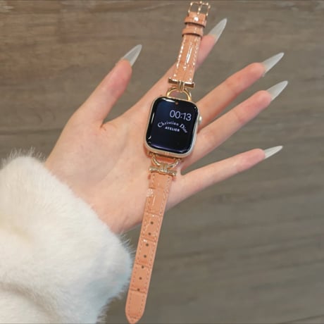 【N673】クロコダイル 型 押し apple watch バンド 革 アップルウォッチ バンド 女性 人気