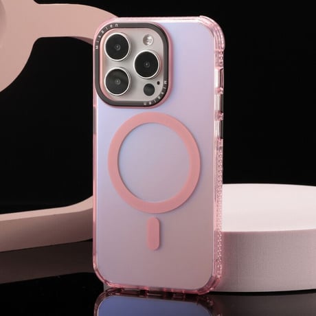 【N218】iPhone15 ピンクに合うケース MagSafe対応iPhone 15/15pro/14proクリアケース ブランド