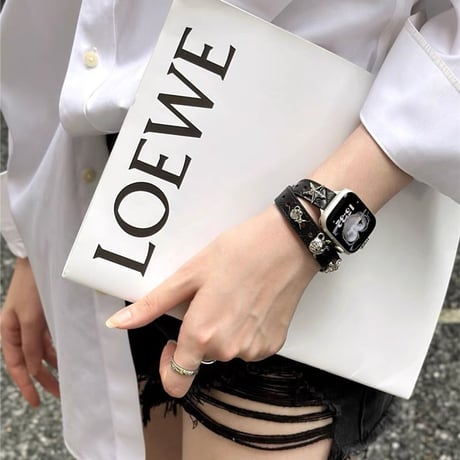 【N575】アップル ウォッチ 二 重 バンド apple watch バンド スタッズ かっこいい