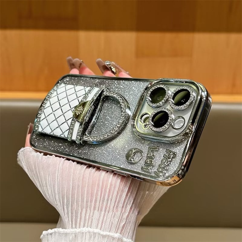 N128】iphone ケース キラキラ クリア iphone ケース ミラー スタンド |