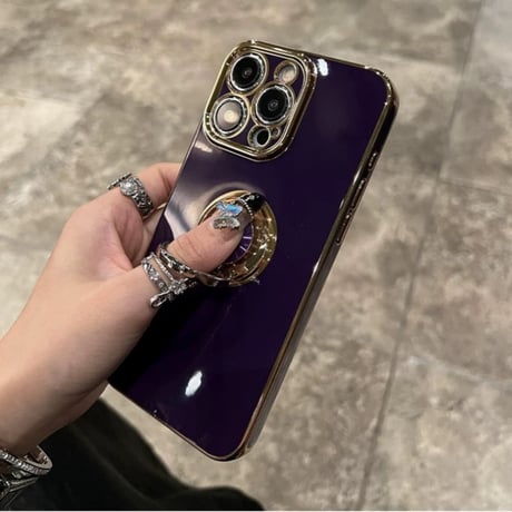 【N654】iphone16E/16 ケース リング 付き iphone ケース 大人 可愛い メッキ
