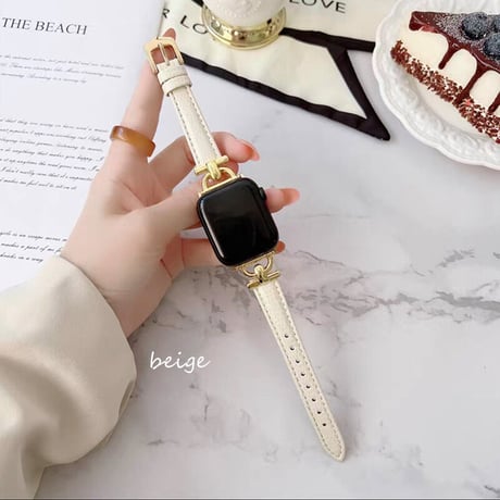 【N196】apple watch 本革バンド 高級 アップルウォッチ バンド かわいい ゴールド 金具