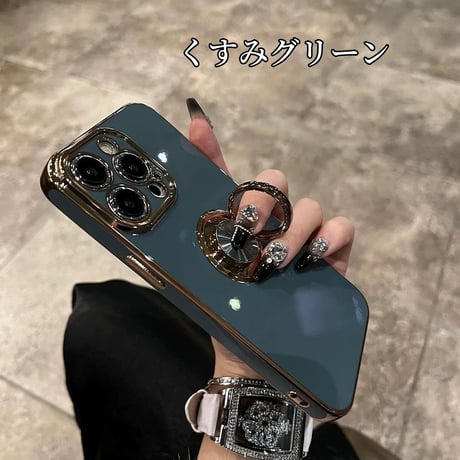 【N654】iphone16E/16 ケース リング 付き iphone ケース 大人 可愛い メッキ