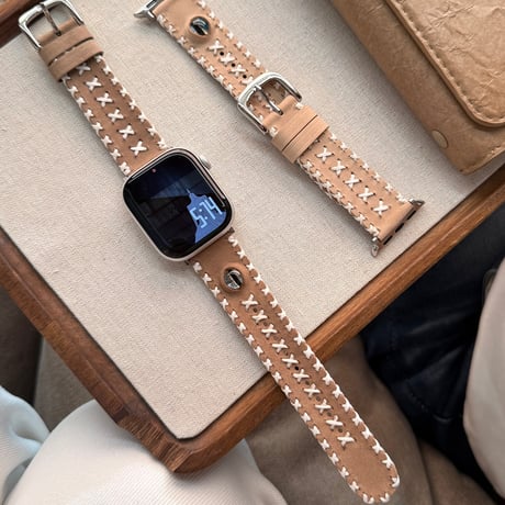 【N730】apple watch バンド おしゃれ 革 かっこいい アップル ウォッチ バンド ステッチ