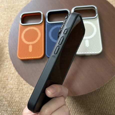 【N719】スマホ 放熱 ケース iphone17pro/16 ケース 隠しスタンド付き マグセーフケース