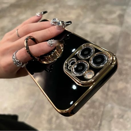 【N654】iphone16E/16 ケース リング 付き iphone ケース 大人 可愛い メッキ