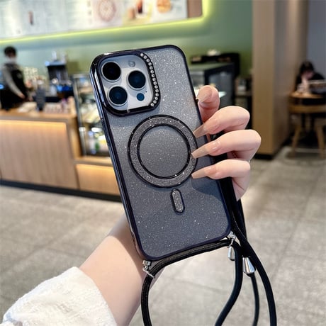 【N689】iphone ケース ショルダー 可愛い iphone ケース マグセーフ キラキラ