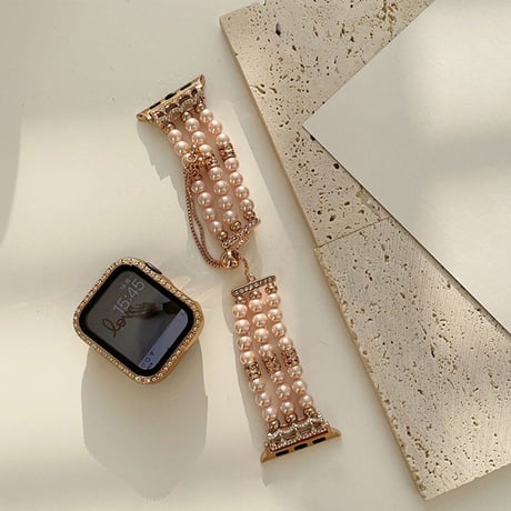 【N093】Apple Watch パールベルト アップルウォッチ バンド 女性 高級Apple Watchカバー SET