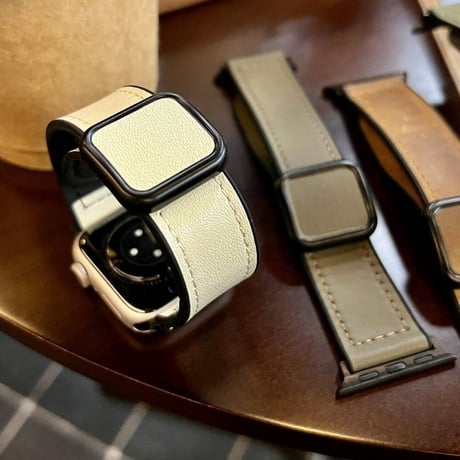 【N497】「男女兼用」apple watch series 11 バンド マグネット アップル ウォッチ バンド 革+シリコン
