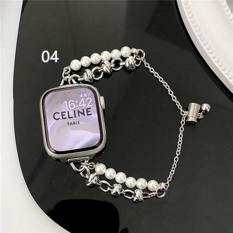 【N424】シルバー アップル ウォッチ バンド チェーン apple watch バンド かわいい