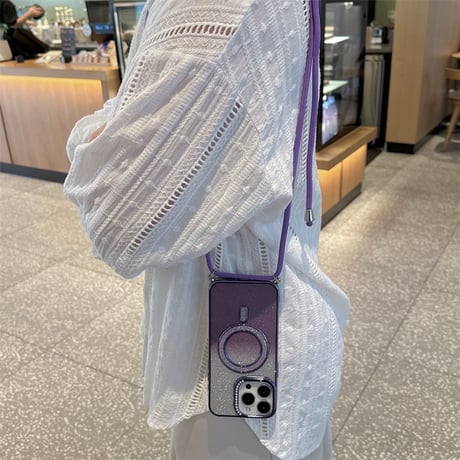 【N689】iphone ケース ショルダー 可愛い iphone ケース マグセーフ キラキラ
