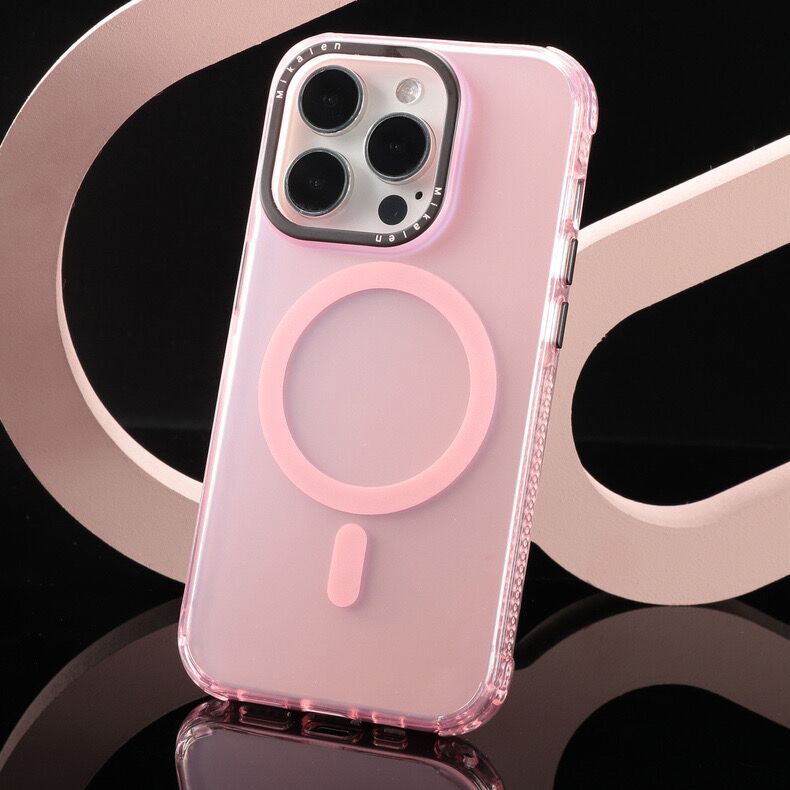【N218】iPhone15 ピンクに合うケース MagSafe対応iPhone 15/15pro/14proクリアケース ブランド