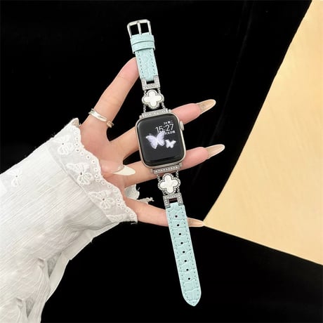 【N678】四つ葉のクローバー アップル ウォッチ バンド 女性 人気 apple watch 革 バンド 高級