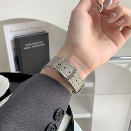【N322】本革 applewatch バンド くすみカラー 40/42/49mm アップル ウォッチ ウルトラ バンド グレー レザー