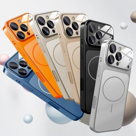 【N744】高品質 iphone17pro オレンジ に 合う ケース マット・ガラス iphone17 ケース カメラ 保護