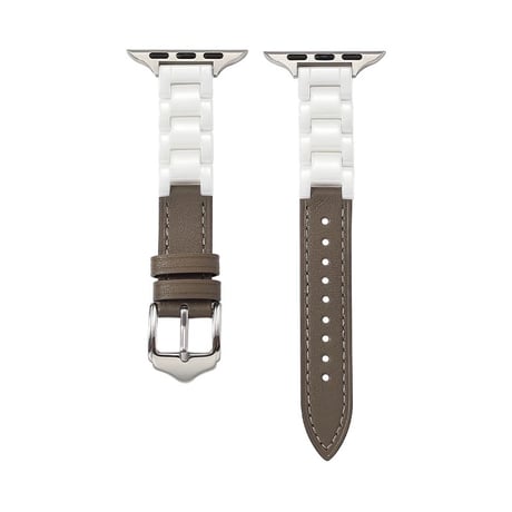 【N625】アップル ウォッチ バンド セラミック＆レザー  apple watch series 10/11 バンド 高級 おしゃれ