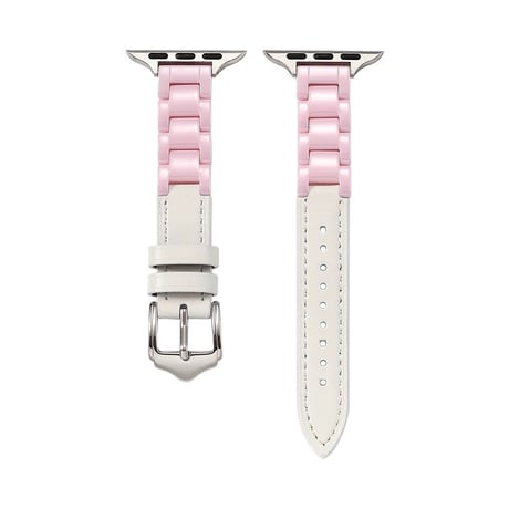 【N625】アップル ウォッチ バンド セラミック＆レザー  apple watch series 10/11 バンド 高級 おしゃれ