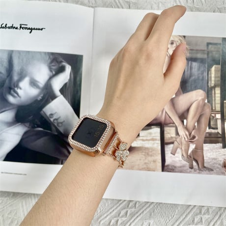 【N450】「保護ケース付き」アップル ウォッチ バンド 女性 人気 applewatch バンド かわいい