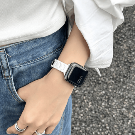 【N625】アップル ウォッチ バンド セラミック＆レザー  apple watch series 10/11 バンド 高級 おしゃれ