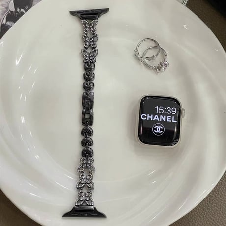 【N699】アップルウォッチバンド キラキラ 蝶々 Series10 apple watchバンド 女性