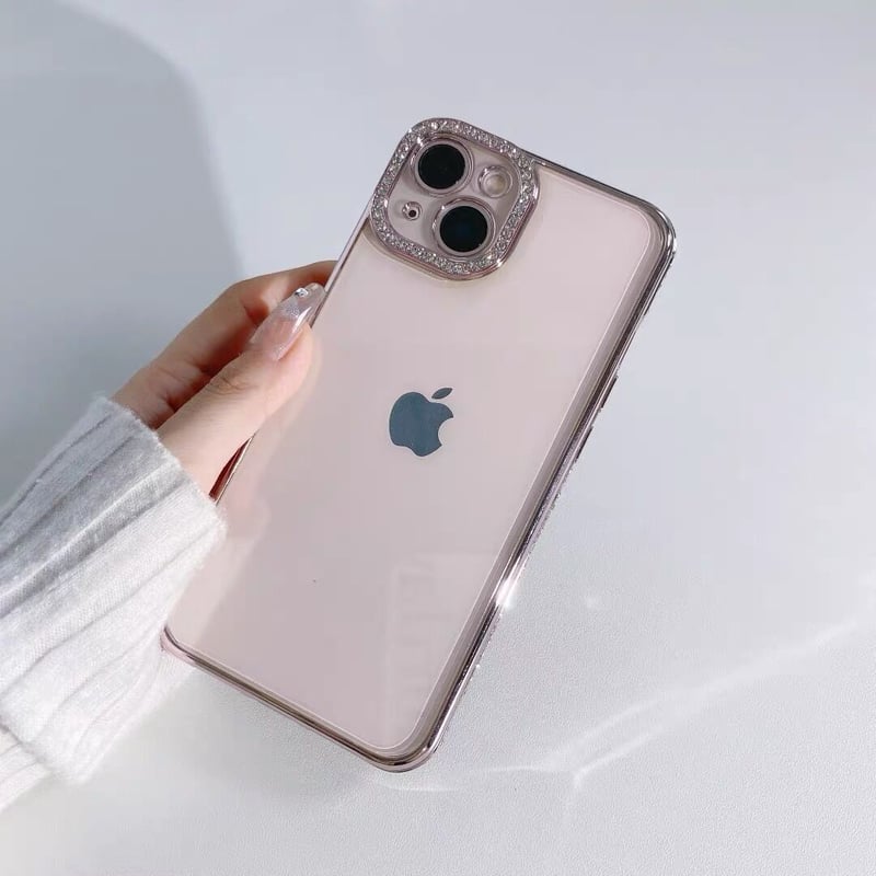 N209】キラキラストーンiPhone16/15/14/13series対応ケース カメラレ 