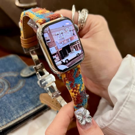 【N663】ツイード アップル ウォッチ Series11/SE3対応 バンド おしゃれ apple watch バンド かわいい 冬
