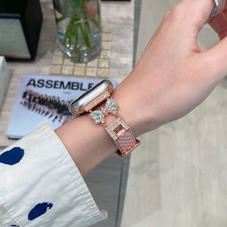 【N628】アップル ウォッチ Series11/SE3対応 バンド 女性 人気 apple watch バンド 革 リボン