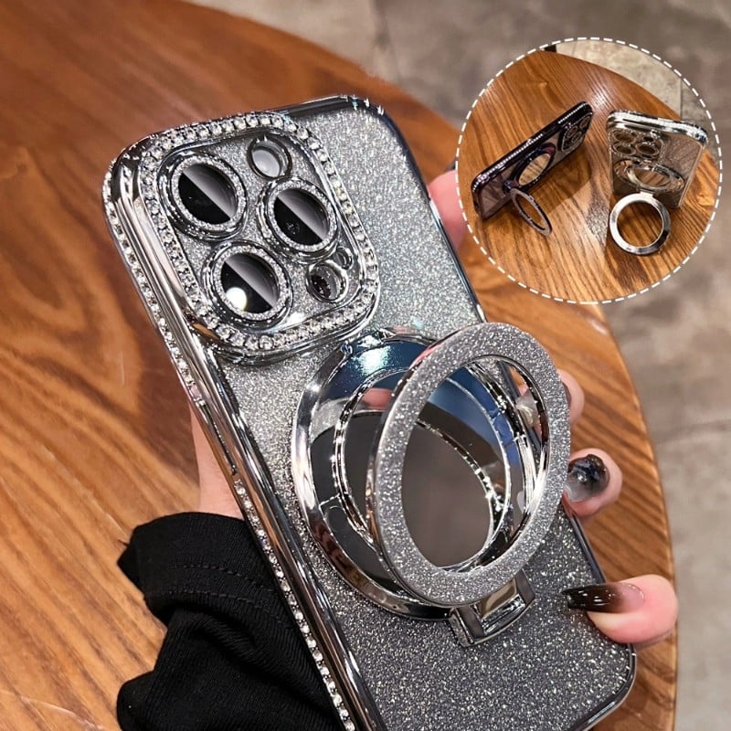 N507】ミラー付き iphone クリア ケース キラキラ iPhone16/16pro