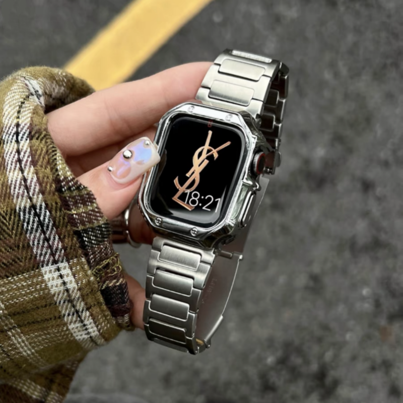 アップル 古風 Apple Watch5 44mm ステンレス ホワイトスポーツバンド 