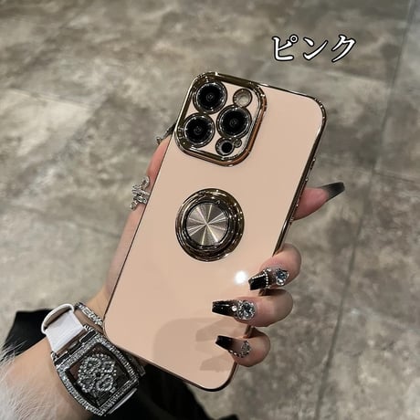 【N654】iphone16E/16 ケース リング 付き iphone ケース 大人 可愛い メッキ