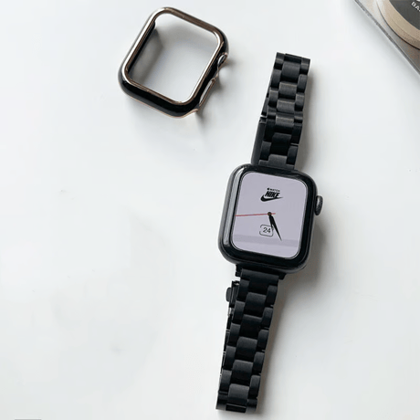 【N050】apple watch ステンレスバンド 高級 黒 シルバー アップルウォッチ バンドとカバーset人気