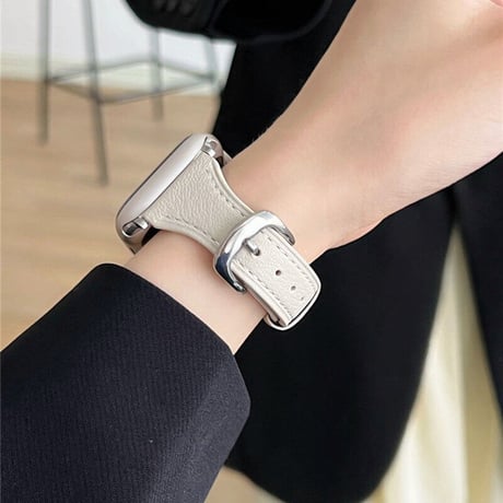【N369】アップル ウォッチ レザー バンド 白 apple watch バンド 女性 本革 高級感