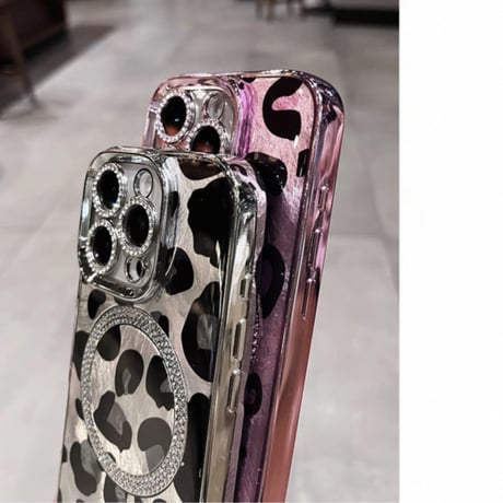 【N697】magsafe 対応 ケース iphone16/16pro iphone ケース キラキラ ヒョウ 柄