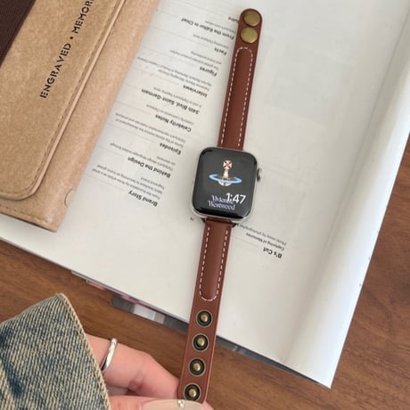 【N641】ボタン式 アップル ウォッチ レザー バンド apple watch バンド 細め